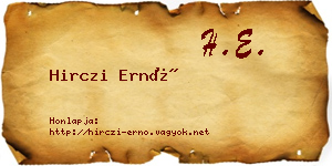 Hirczi Ernő névjegykártya